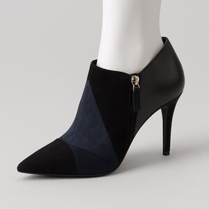 Tory Burch Pointed Toe Leather Suede Ankle Booties 9.5 Designer Heels